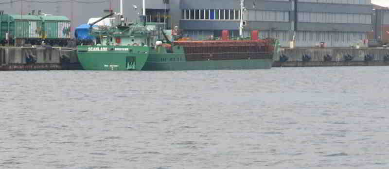 Statt Herbsthering im Kieler Hafen konnte ich das geenterte MS Scanlark erkennen