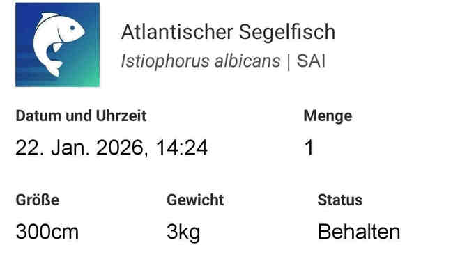 &copy; Michel fängt einen Segelfisch in Tuttlingen und meldet diesen Fang mit der RecFishing App an Brüssel