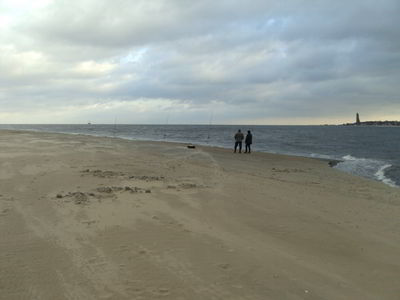 Brandungsangeln von der Sandbank bei Niedrigwasser in Kiel